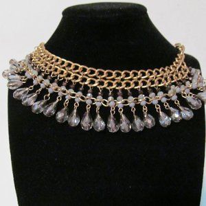 Vintage Marlyn Schiff gray beads gold tone